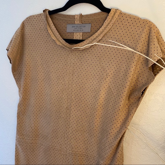 ZARA Suede Scoop Neck Top - Picture 5 of 8